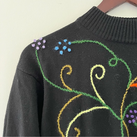 VTG 80s Leonard Sport Floral Embroidered Wool Blend Sweater - Made in Hong Kong - Picture 3 of 8